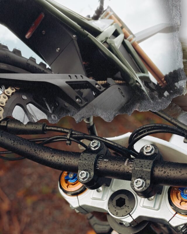Talaria Komodo swingarm and rear suspension close up