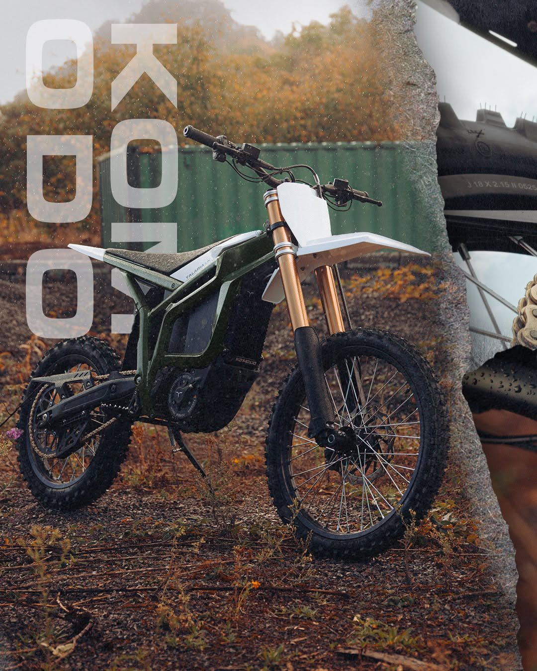 Talaria Komodo electric enduro bike on a woodland trail